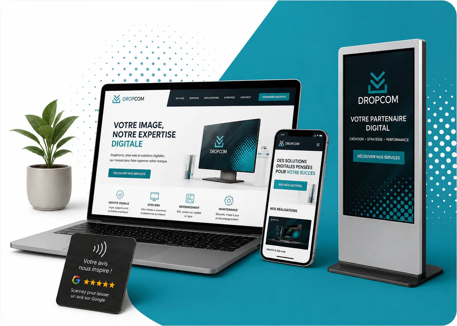 Site web, totem digital et supports digitaux Dropcom