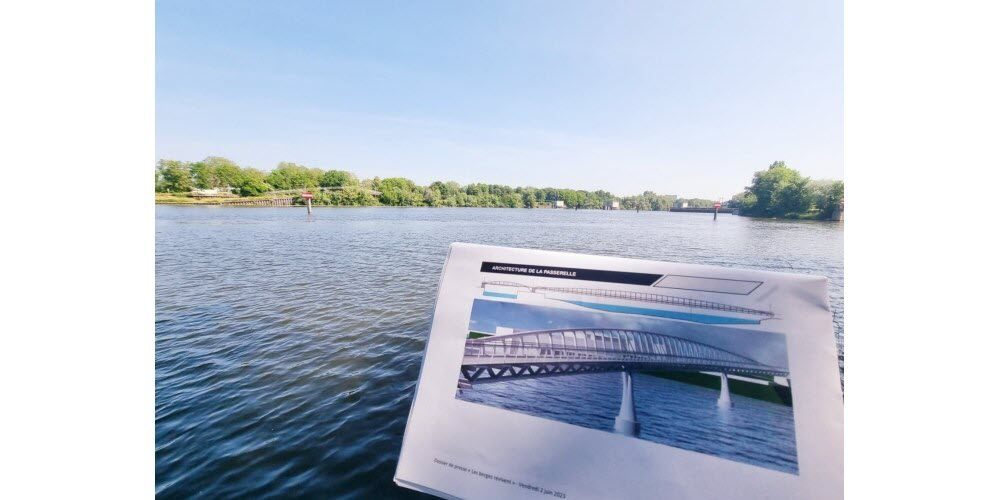 Vue du chantier de la passerelle Wadrineau à Metz