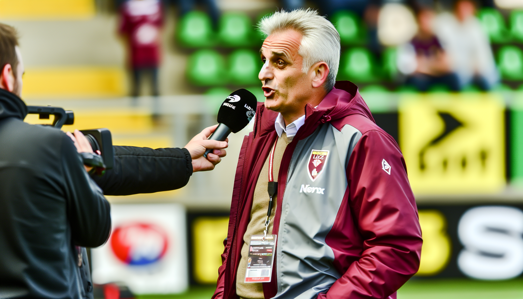 Benoît Tavenot lors d'une conférence de presse après le match contre Nantes